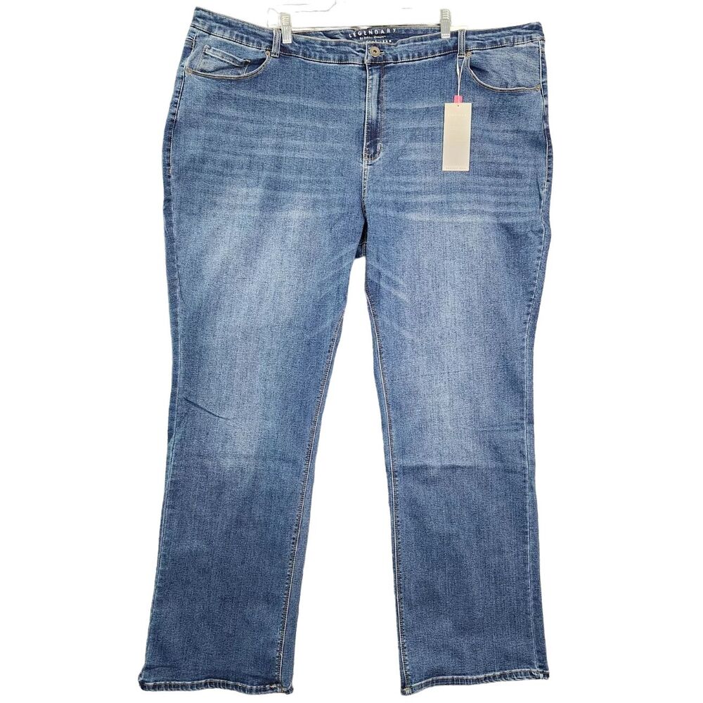 NWT Legendary by ASHLEY STEWART High Rise Bootcut Denim Blue Jeans SIZE 30 TALL
